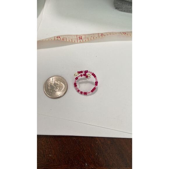 pink beaded ring gold tone - Picture 5 of 5